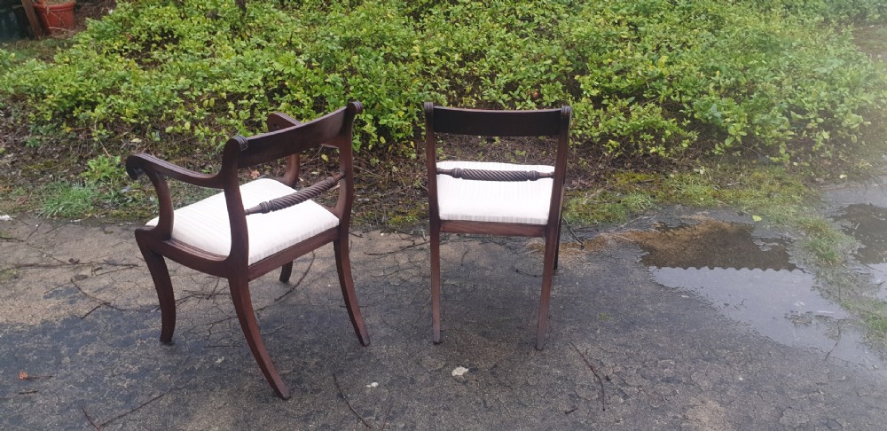 Good pair of Regency mahogany armchairs.  View V