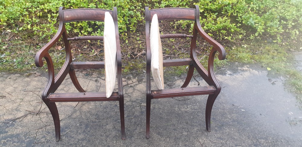 Good pair of Regency mahogany armchairs.  View VI