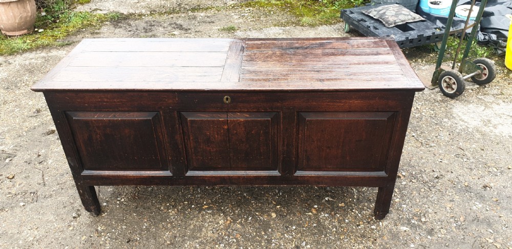 Large late Georgian panelled oak coffer. 