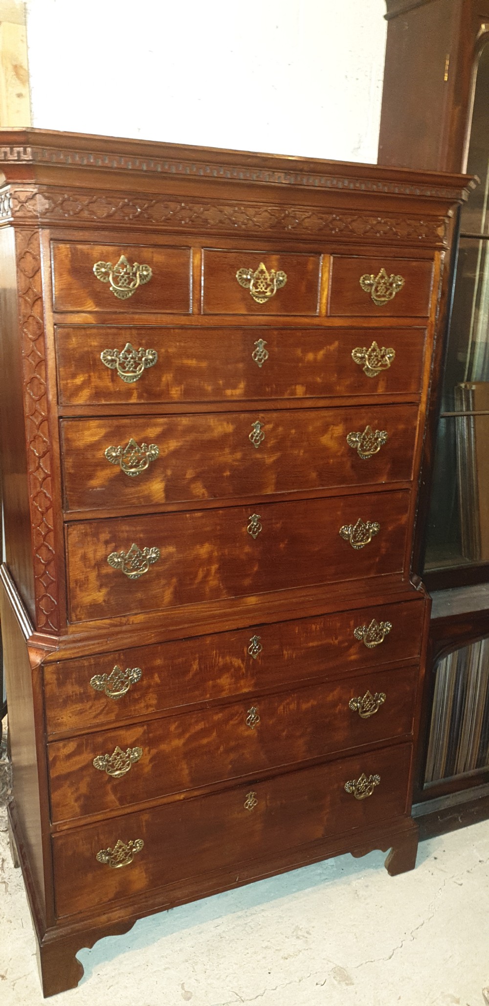 Late Georgian mahogany tallboy chest. View III