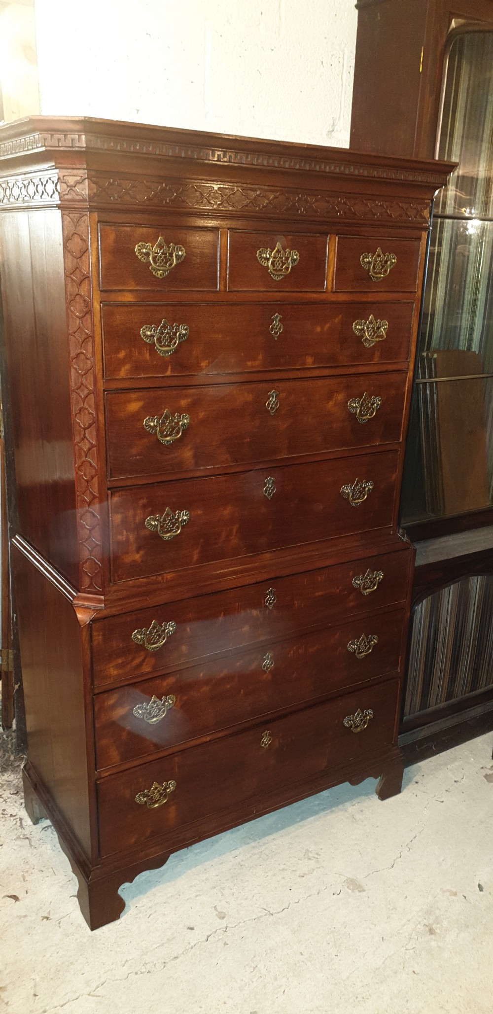 Late Georgian mahogany tallboy chest.