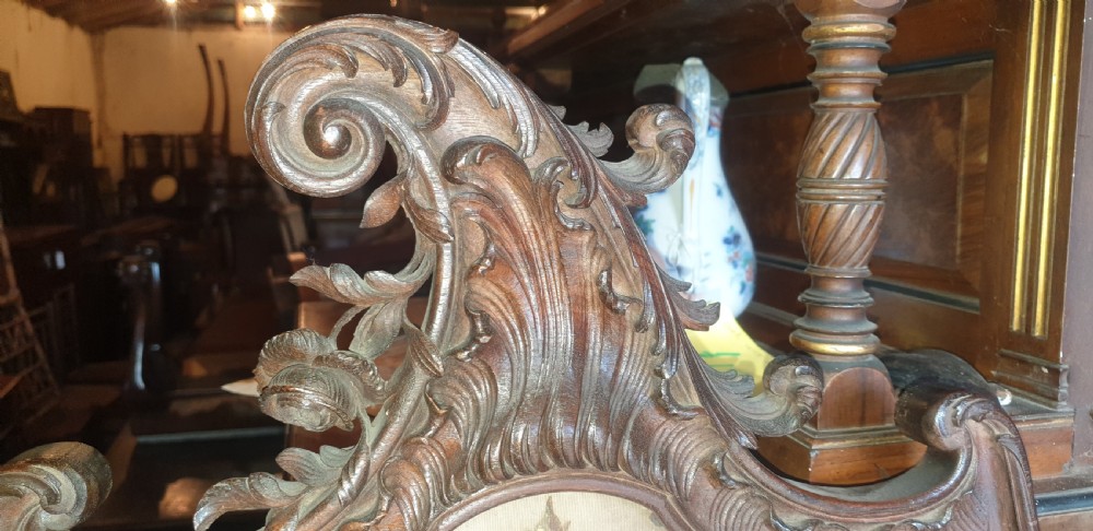 Late 19th century French carved 3 fold dressing screen.  View VIII