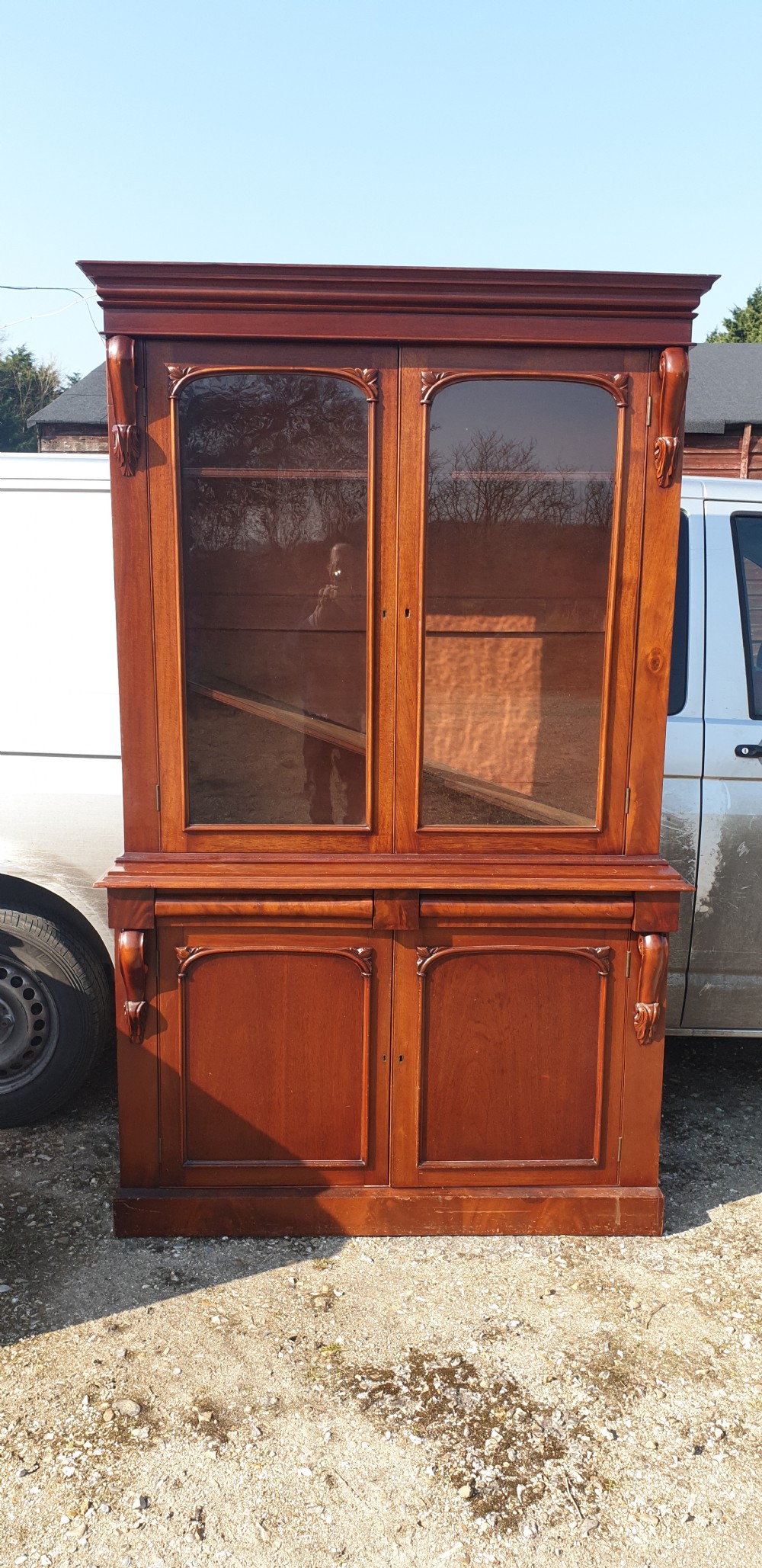 Victorian mahogany 2 part library bookcase. 