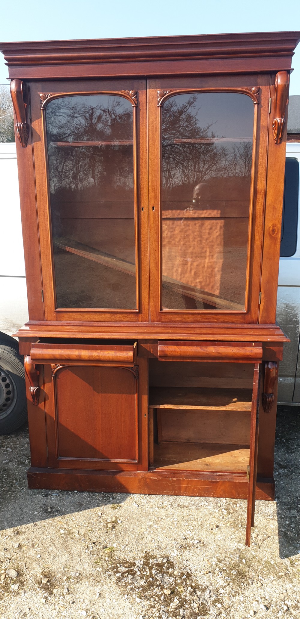 Victorian mahogany 2 part library bookcase.  View IV