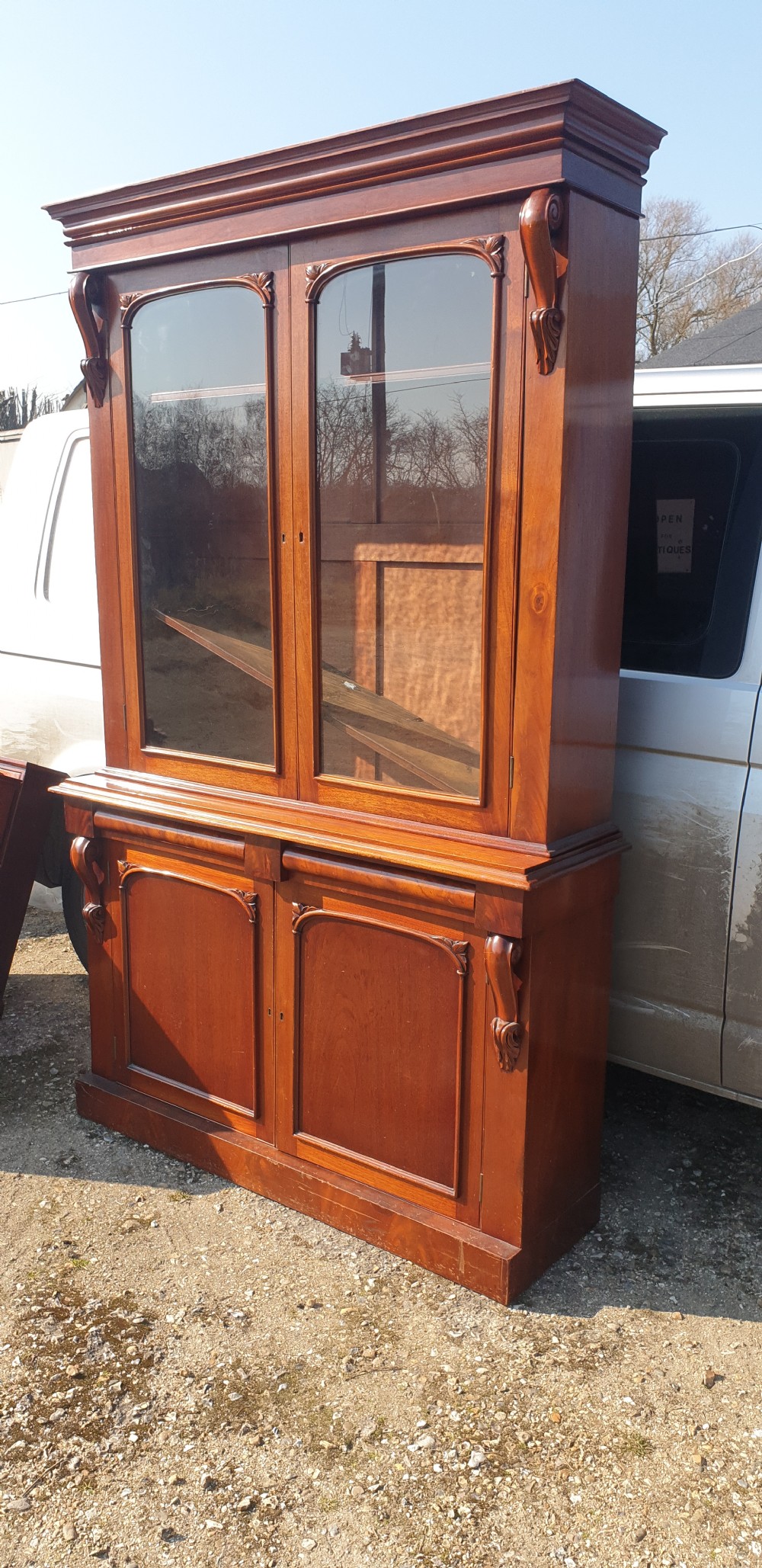 Victorian mahogany 2 part library bookcase.  View V