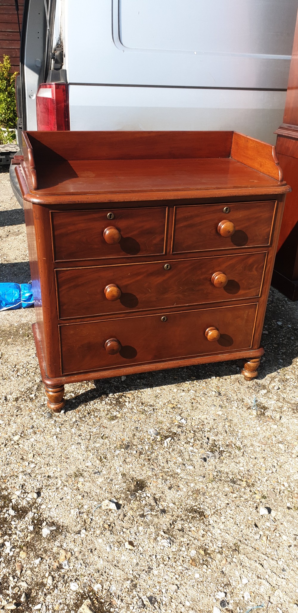 Victorian mahogany tray top chest of drawers 