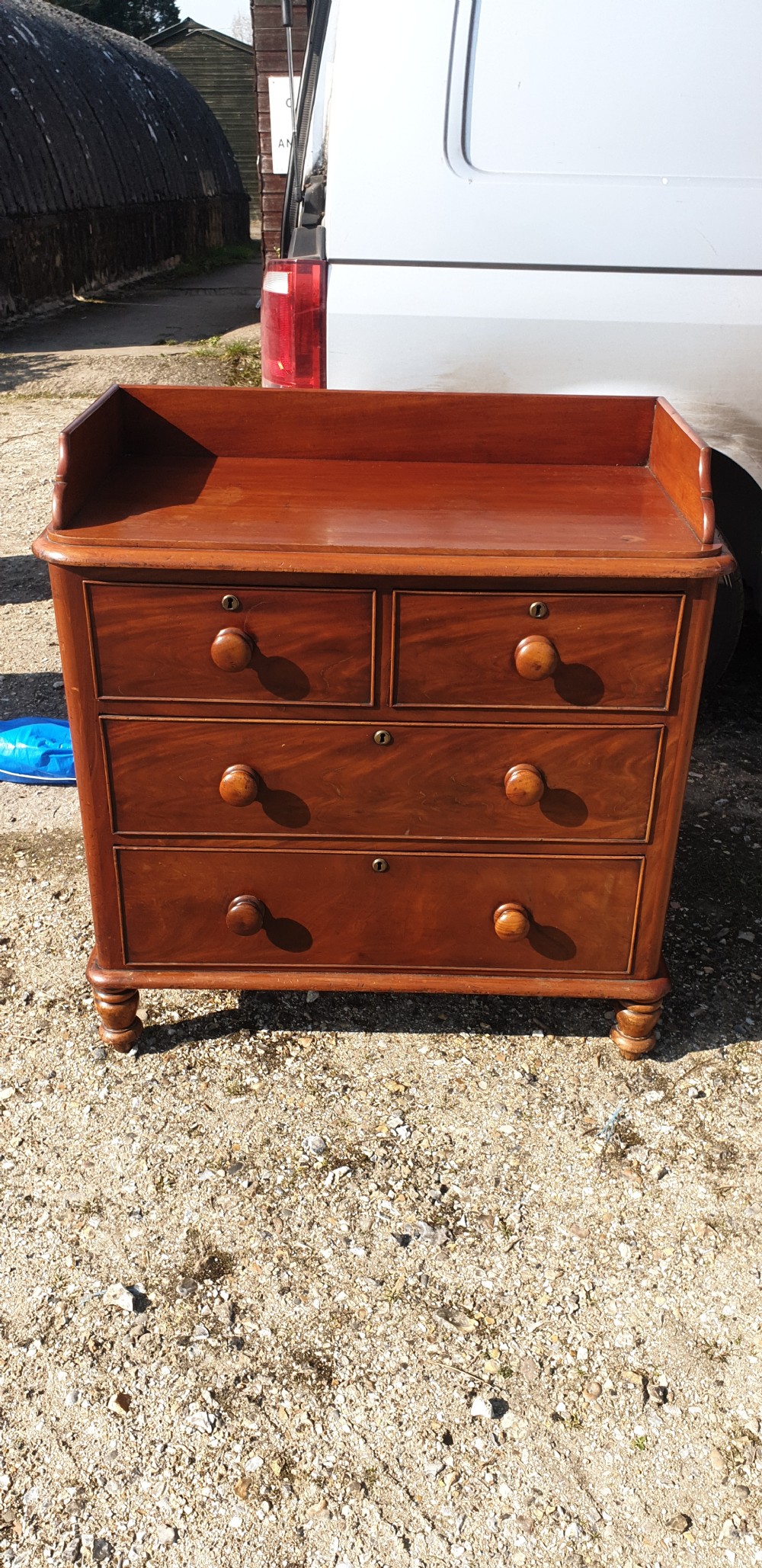 Victorian mahogany tray top chest of drawers  View III