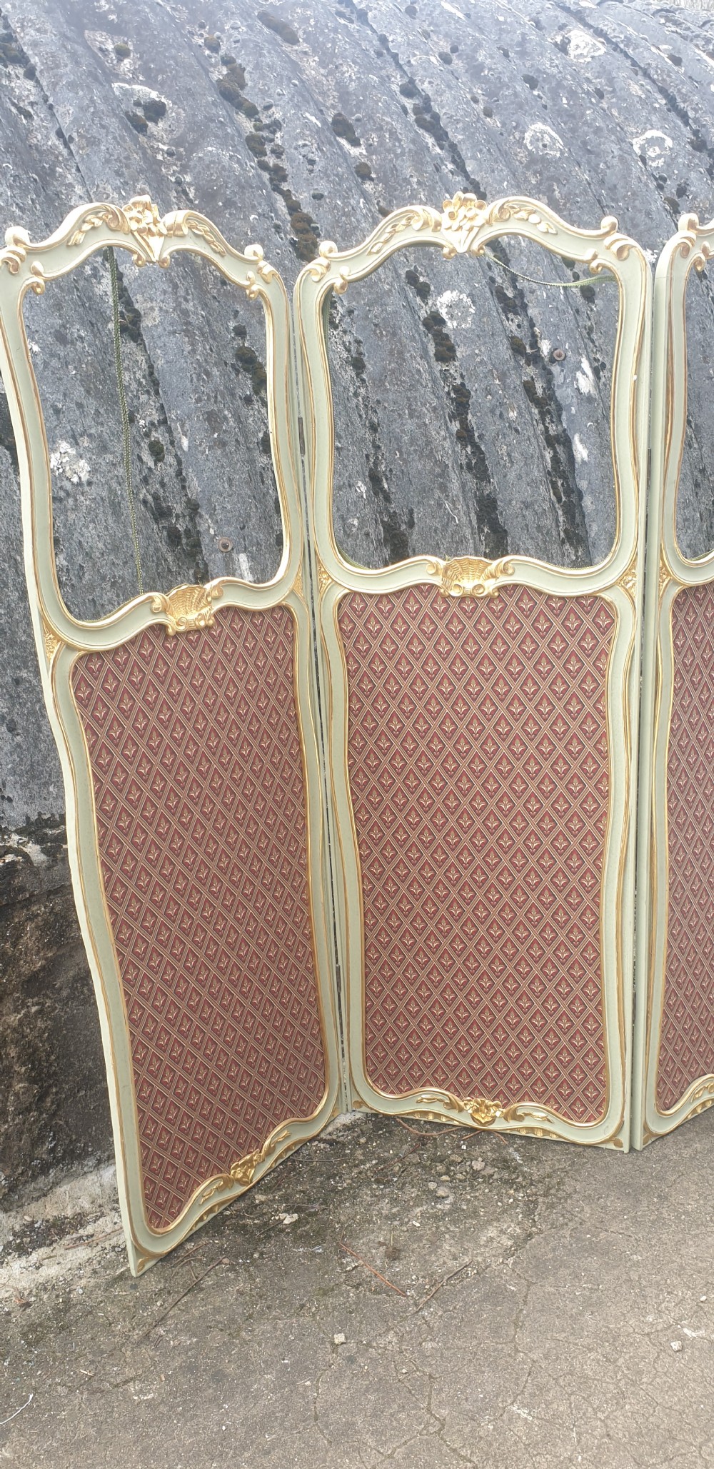 Painted and gilt 3 fold dressing screen.  View III
