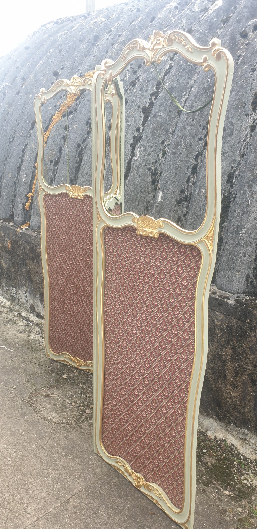 Painted and gilt 3 fold dressing screen.  View IV