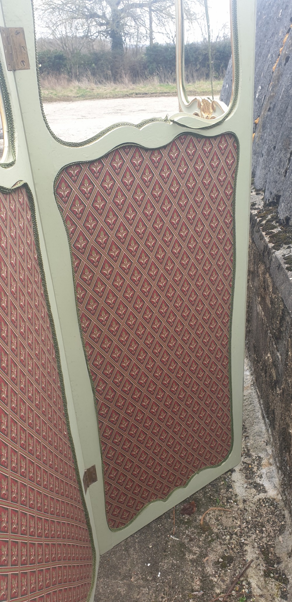 Painted and gilt 3 fold dressing screen.  View V