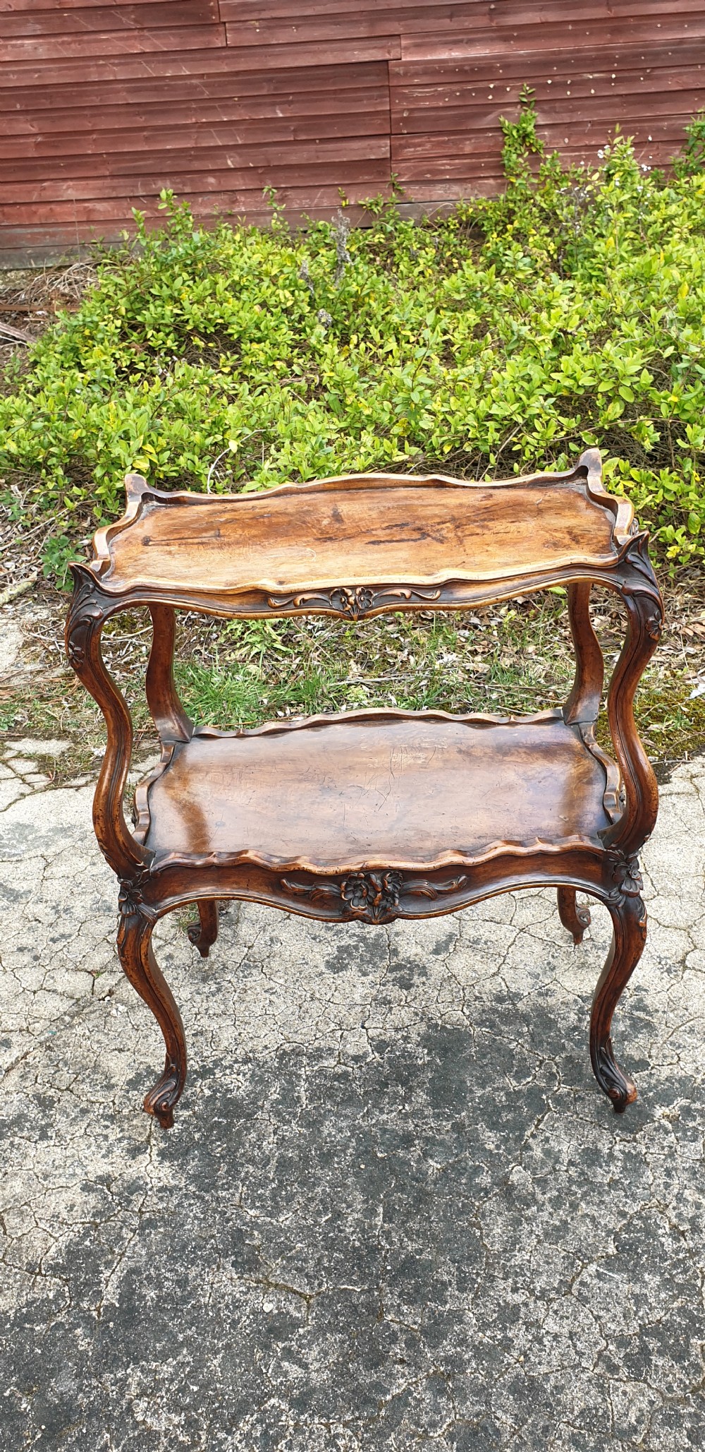 Victorian walnut 2 tier etagere.  View II