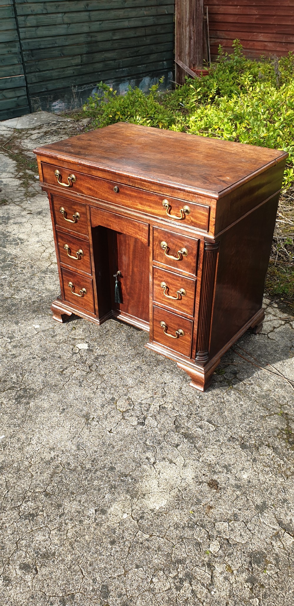 Small 19th century mahogany kneehole writing desk. 
