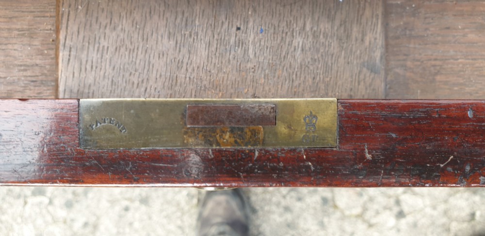 Small 19th century mahogany kneehole writing desk.  View IX
