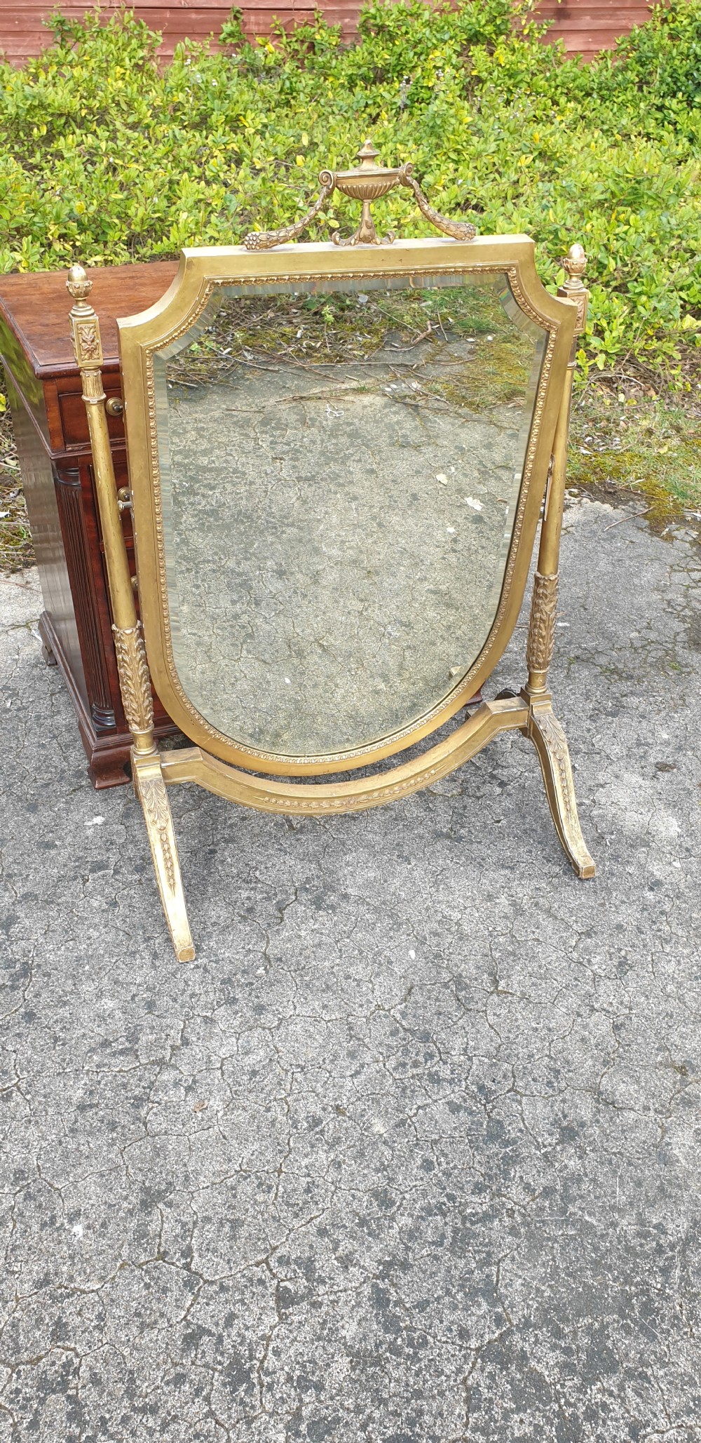Large Edwardian gilt frame dressing mirror. 