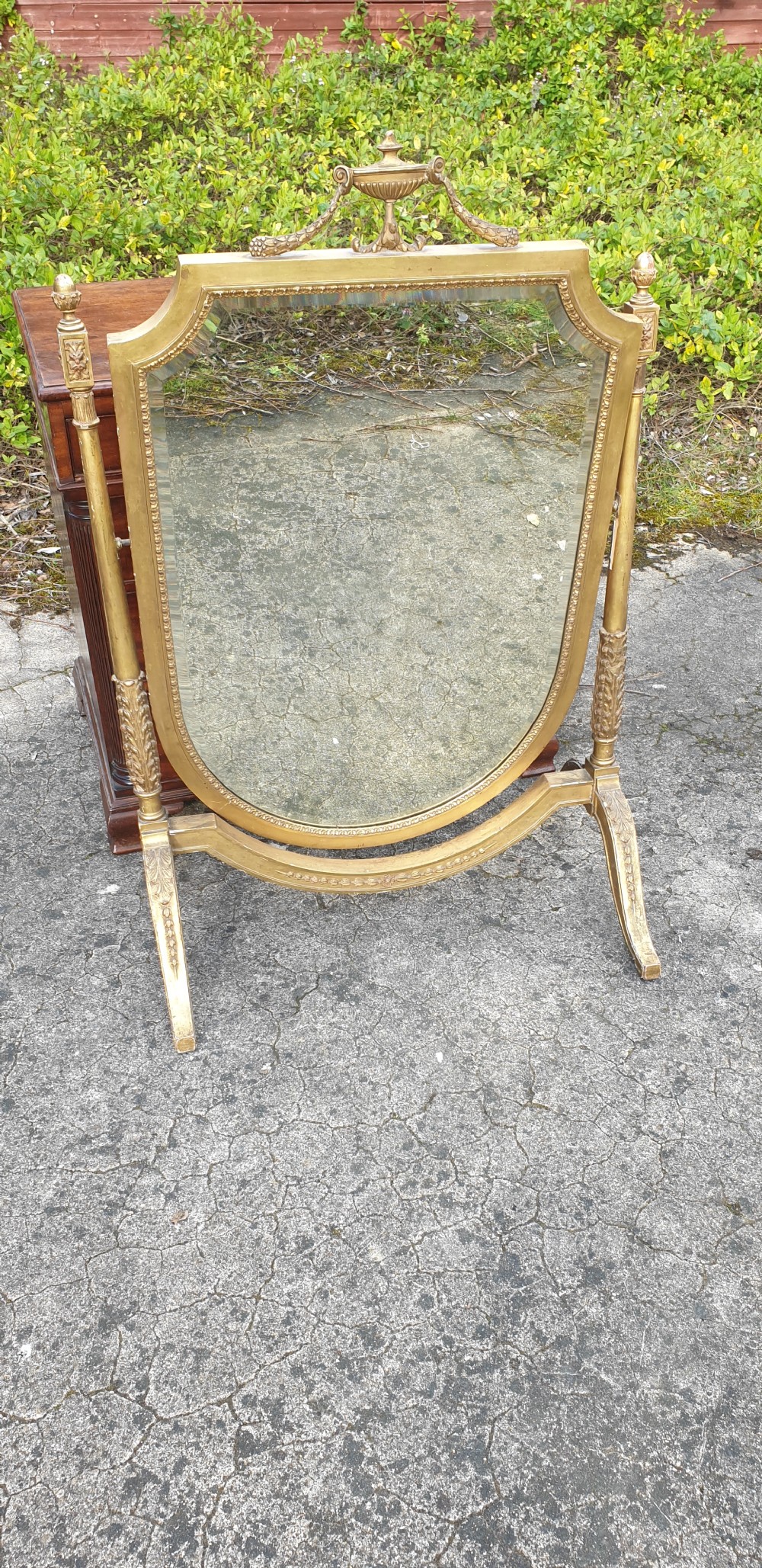 Large Edwardian gilt frame dressing mirror.  View II