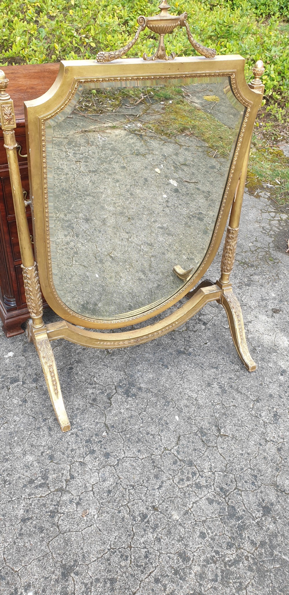 Large Edwardian gilt frame dressing mirror.  View IV