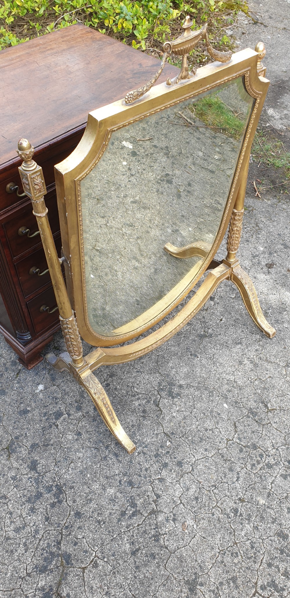 Large Edwardian gilt frame dressing mirror.  View V