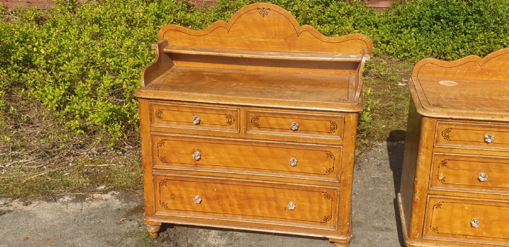 Pair of Victorian decorated pine chests. View III