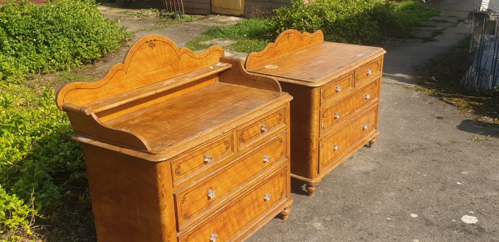 Pair of Victorian decorated pine chests. View IX