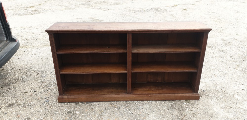 Edwardian oak open front bookcase. 