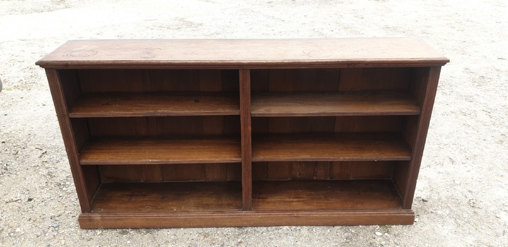 Edwardian oak open front bookcase.  View II