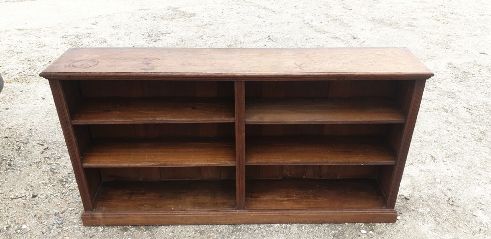 Edwardian oak open front bookcase.  View III