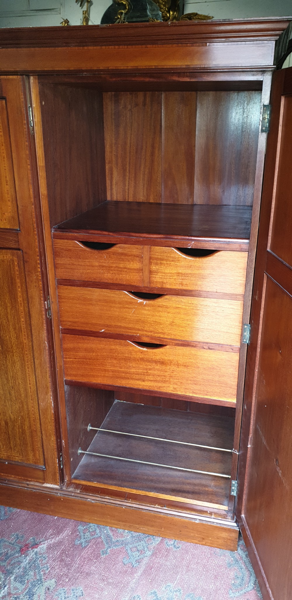 Edwardian fitted Gents wardrobe, by Shoolbred & Co. View V