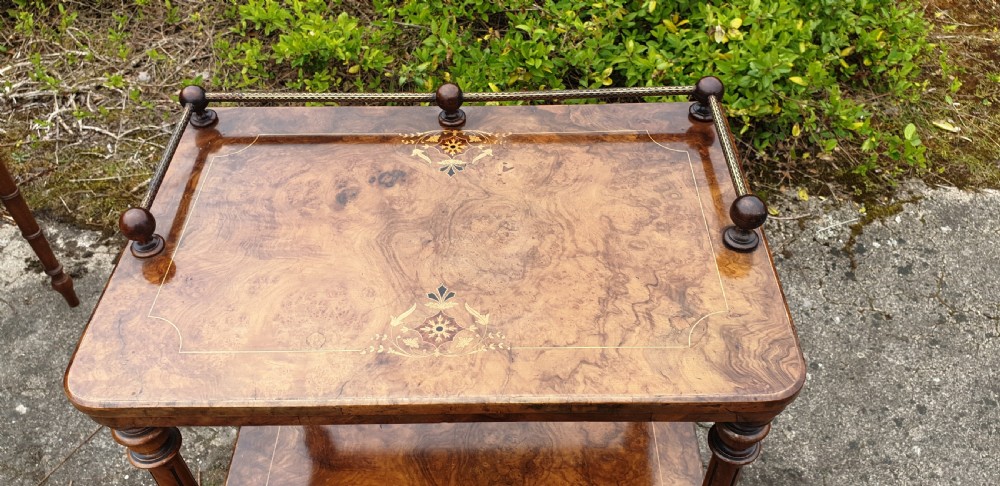Victorian inlaid walnut side cabinet  View II