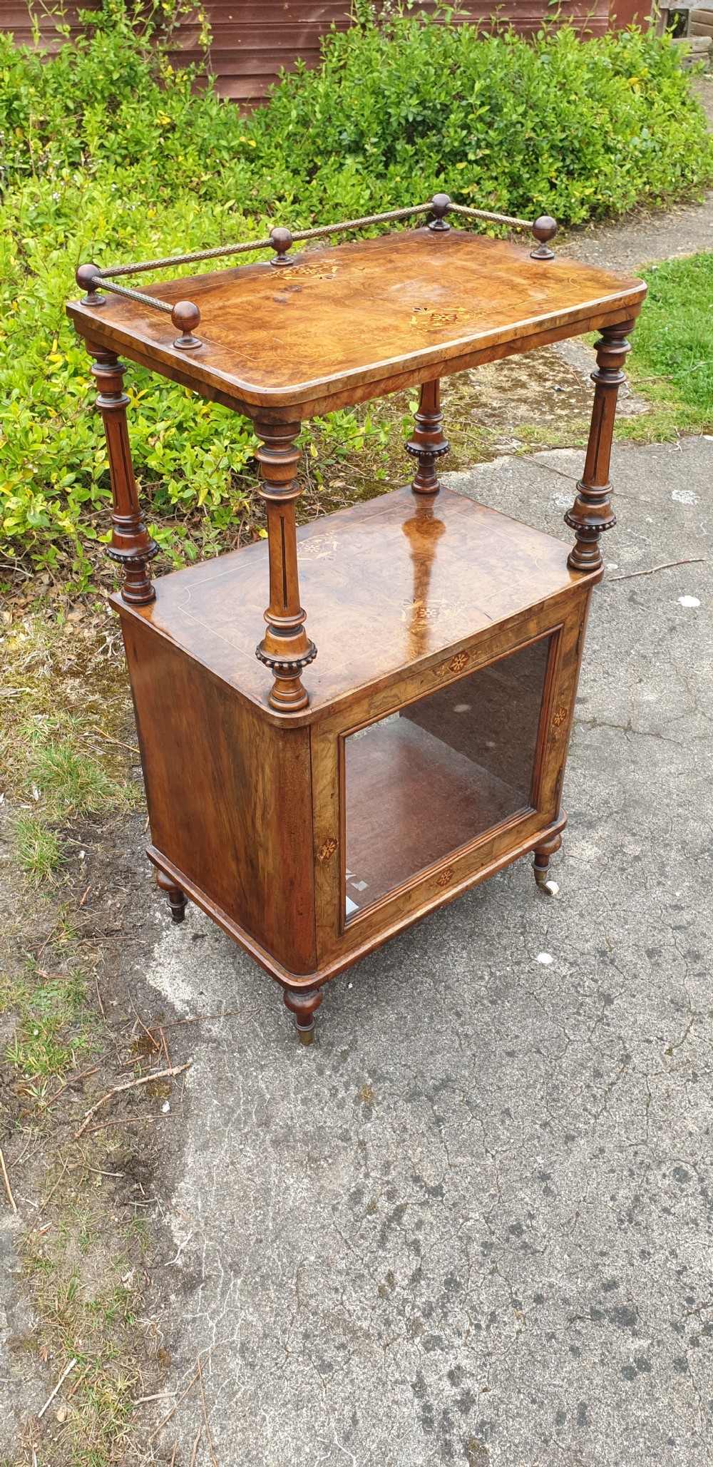 Victorian inlaid walnut side cabinet  View IV