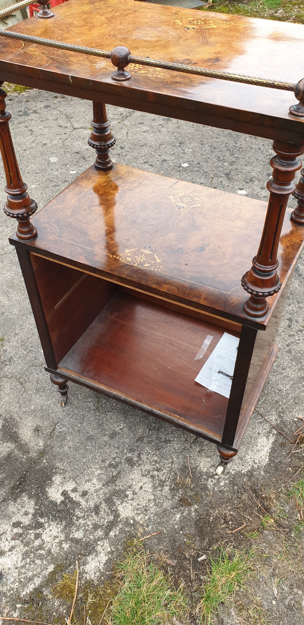Victorian inlaid walnut side cabinet  View VII