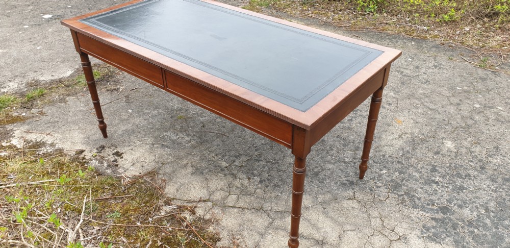 Large mahogany 2 drawer writing table.  View V