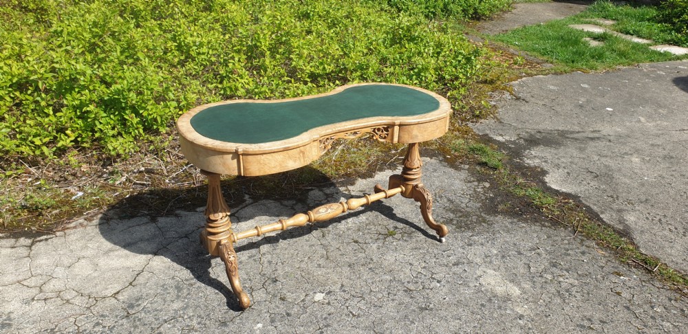 Victorian bleached walnut writing table. 