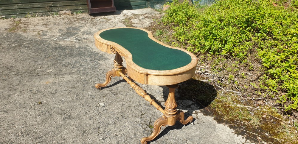 Victorian bleached walnut writing table.  View II