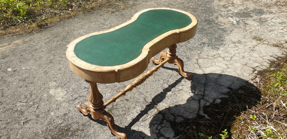 Victorian bleached walnut writing table.  View III