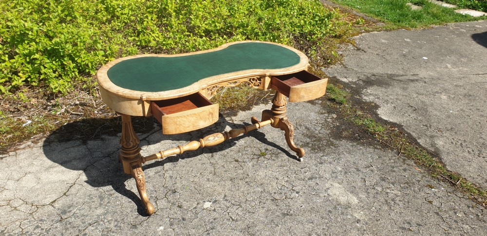 Victorian bleached walnut writing table.  View IV