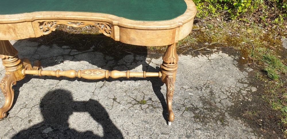 Victorian bleached walnut writing table.  View V