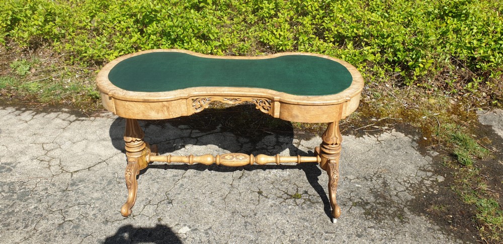 Victorian bleached walnut writing table.  View VII