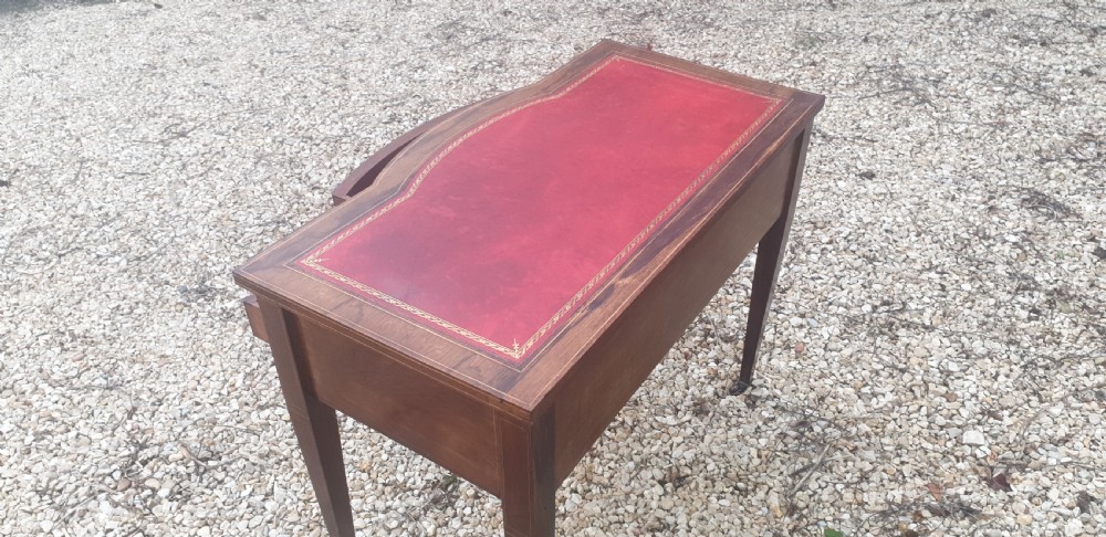 Late Victorian inlaid rosewood writing table.  View III