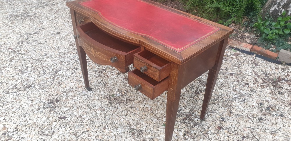 Late Victorian inlaid rosewood writing table.  View IV