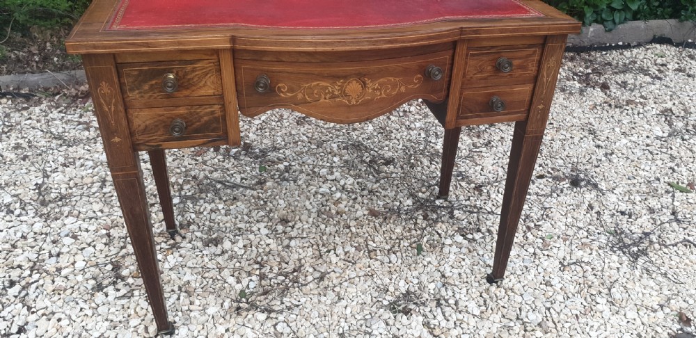 Late Victorian inlaid rosewood writing table.  View V