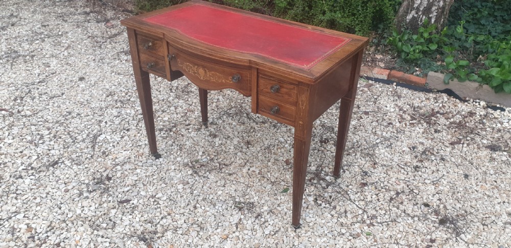 Late Victorian inlaid rosewood writing table.  View VII
