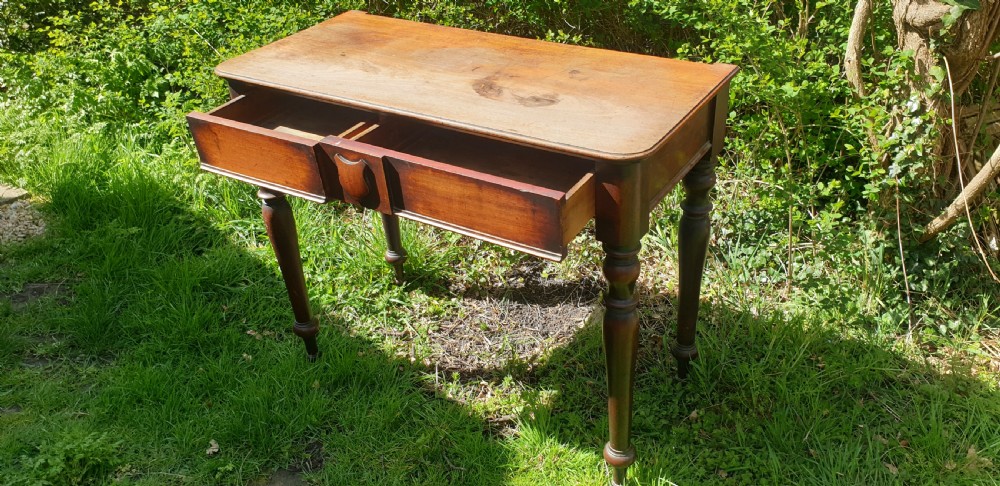 Early Victorian mahogany 2 drawer hall table.  View II