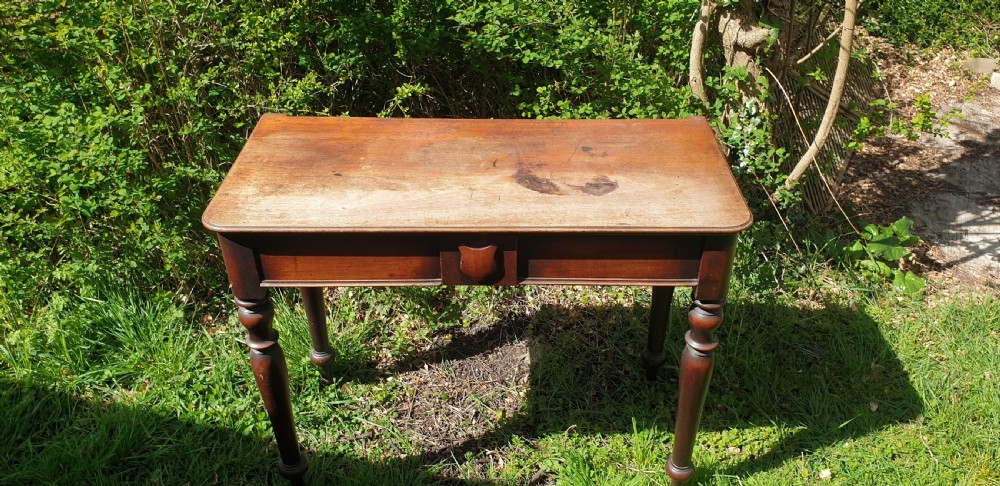 Early Victorian mahogany 2 drawer hall table.  View III