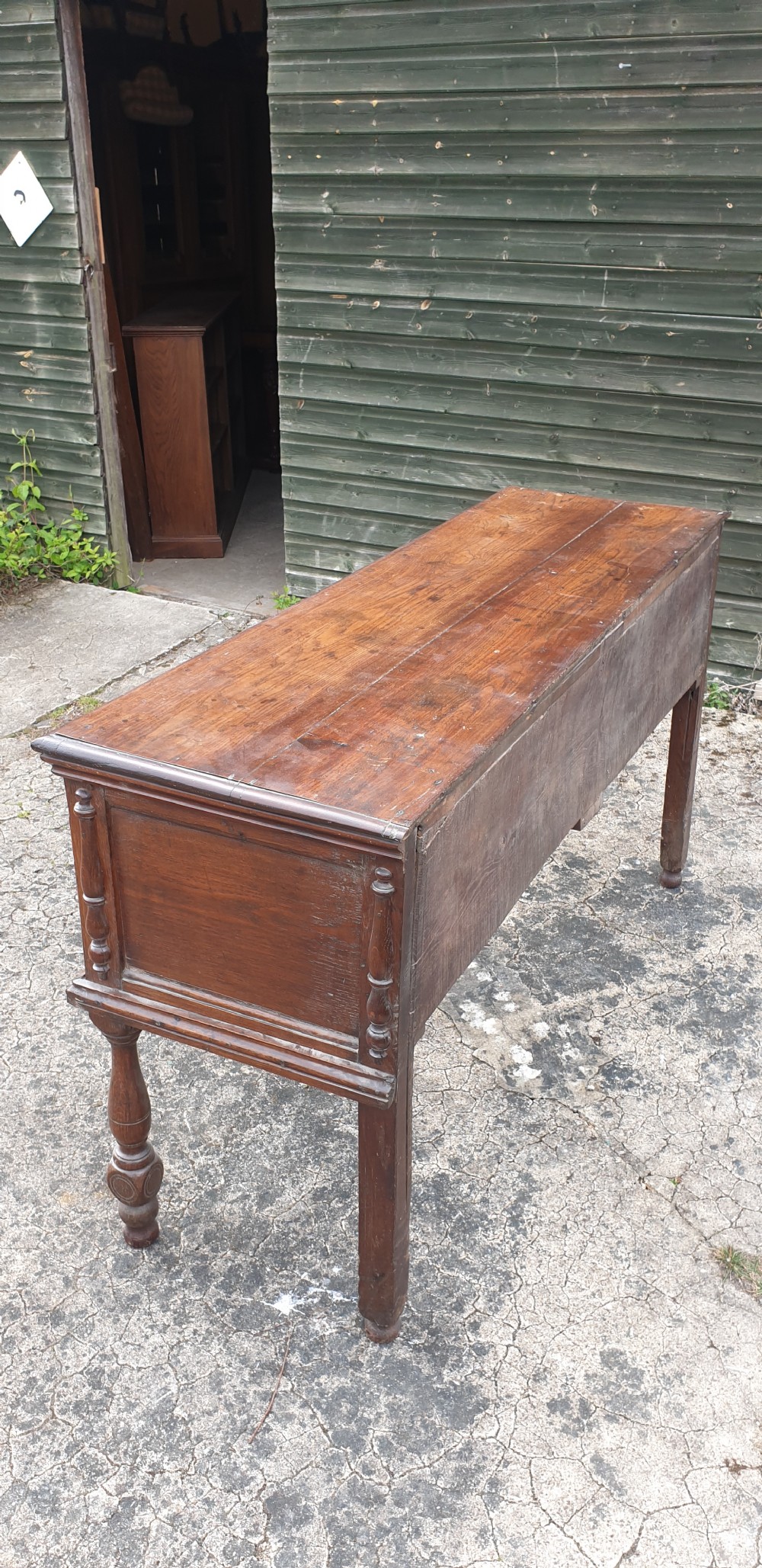 Antique oak 2 drawer dresser base.  View IV