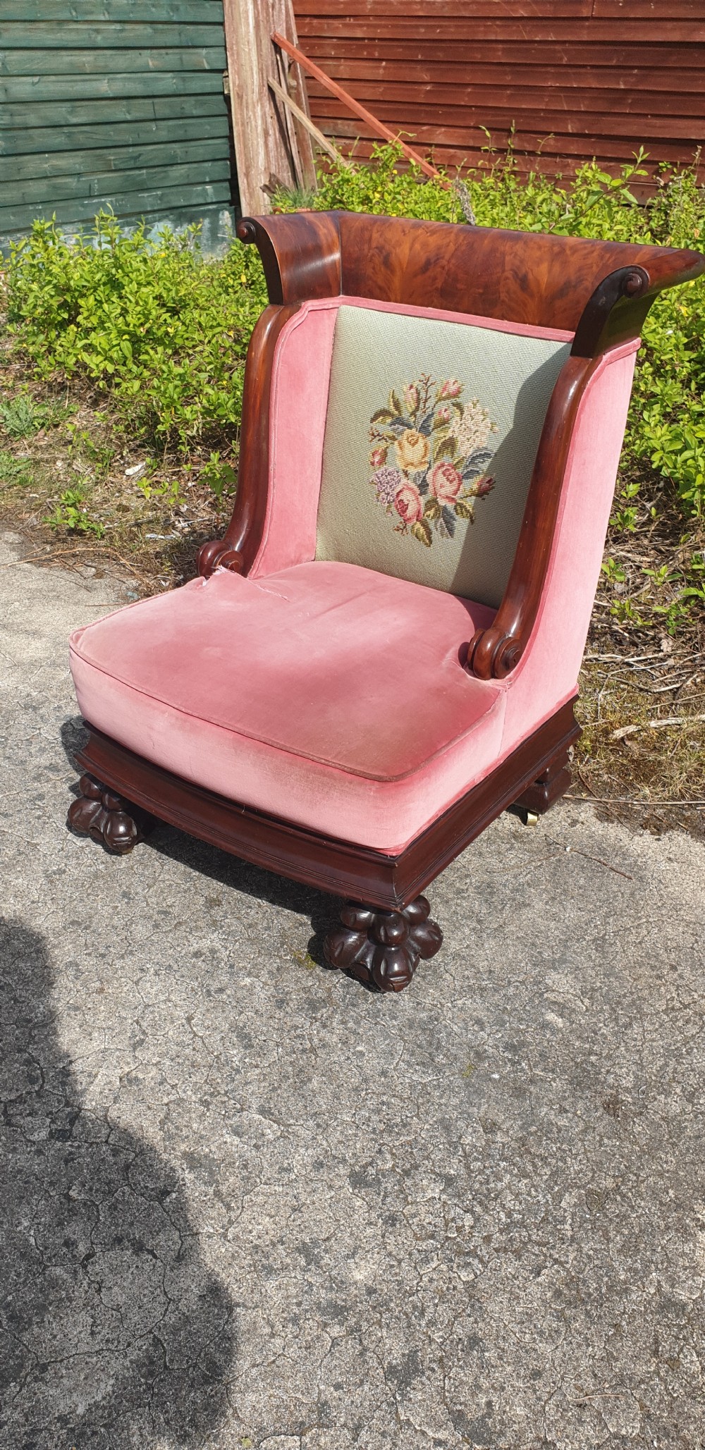 Unusual Late 19th century mahogany frame bedroom chair.