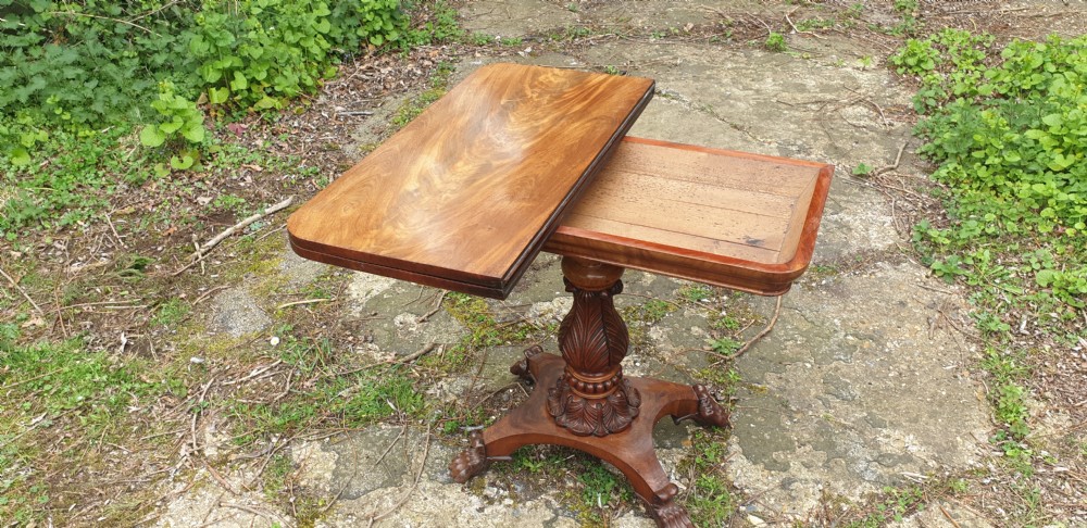 19th century mahogany fold over top table. View IV