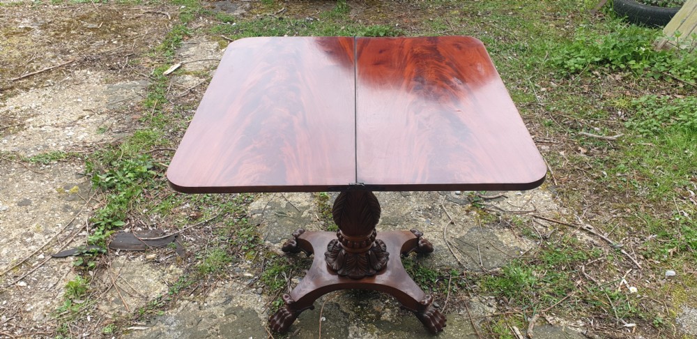 19th century mahogany fold over top table. View V