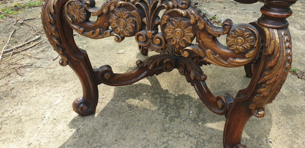 Carved walnut and gilt heightened stool. View IV