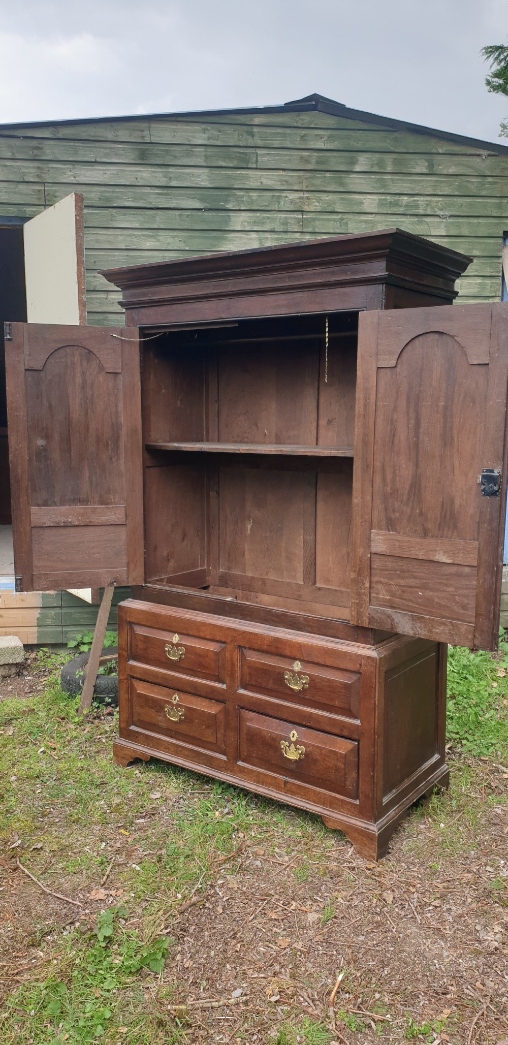 Antique oak press cupboard wardrobe.  View V