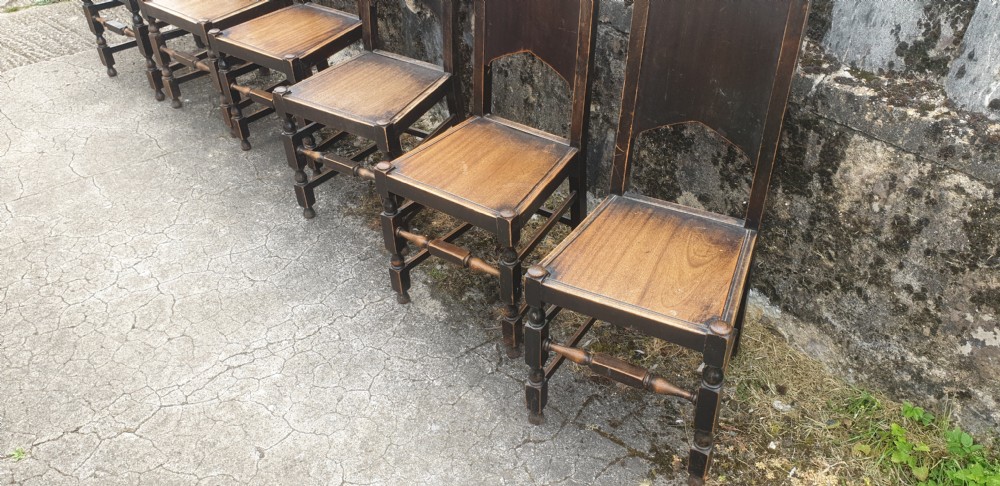 Set of 6 early 20th century dining or hall chairs. View II